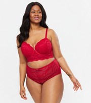 New Look Curves Red Scallop Lace High Waist Briefs